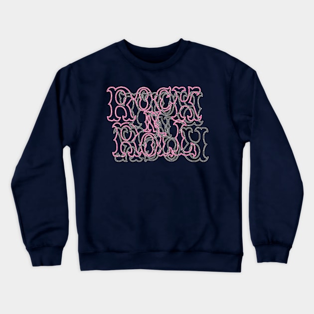 Pink and Black RocK n RolL Anagram Crewneck Sweatshirt by gkillerb